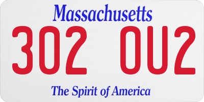MA license plate 302OU2