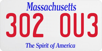 MA license plate 302OU3
