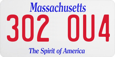 MA license plate 302OU4