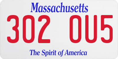MA license plate 302OU5