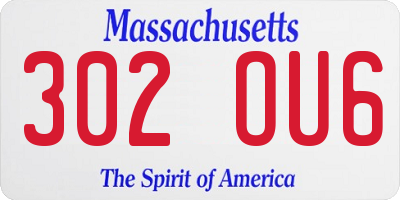 MA license plate 302OU6