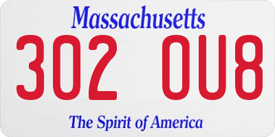 MA license plate 302OU8