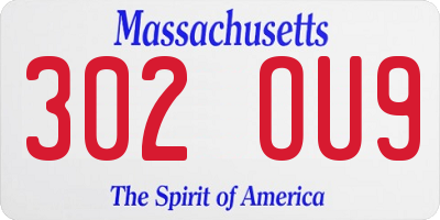 MA license plate 302OU9