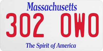 MA license plate 302OW0