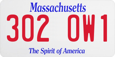 MA license plate 302OW1