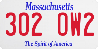 MA license plate 302OW2