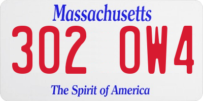 MA license plate 302OW4