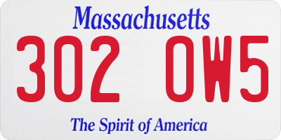 MA license plate 302OW5