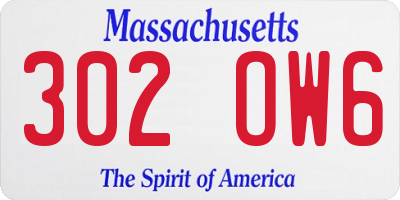 MA license plate 302OW6