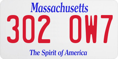 MA license plate 302OW7