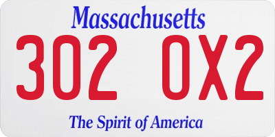 MA license plate 302OX2