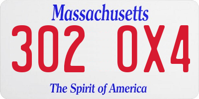 MA license plate 302OX4