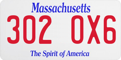 MA license plate 302OX6