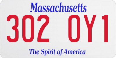 MA license plate 302OY1