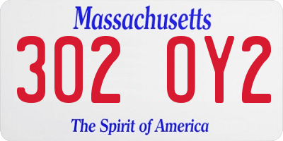 MA license plate 302OY2