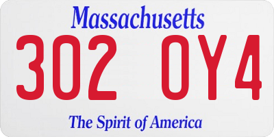 MA license plate 302OY4