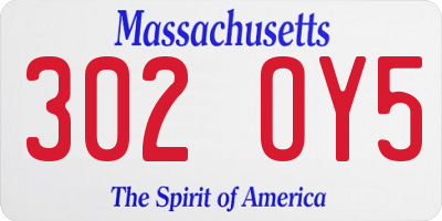 MA license plate 302OY5