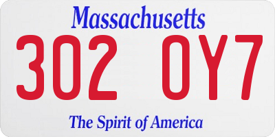 MA license plate 302OY7