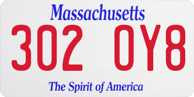 MA license plate 302OY8