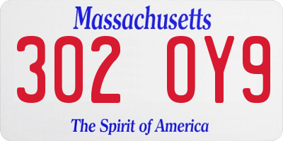 MA license plate 302OY9