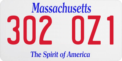 MA license plate 302OZ1