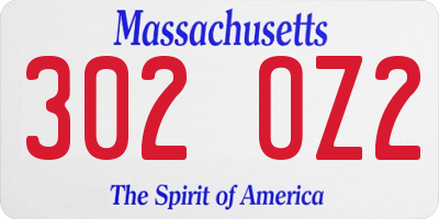 MA license plate 302OZ2