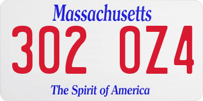 MA license plate 302OZ4