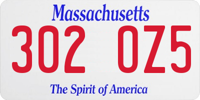 MA license plate 302OZ5