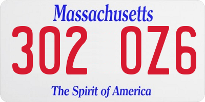 MA license plate 302OZ6