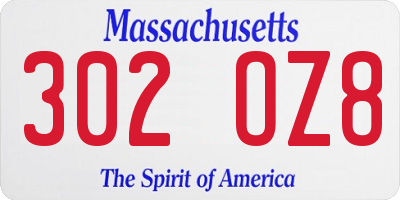 MA license plate 302OZ8