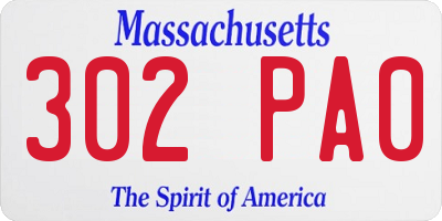 MA license plate 302PA0