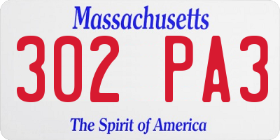 MA license plate 302PA3