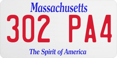 MA license plate 302PA4