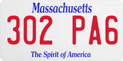 MA license plate 302PA6