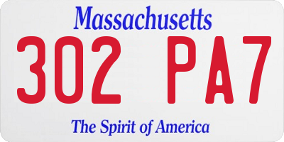 MA license plate 302PA7