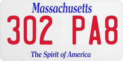 MA license plate 302PA8