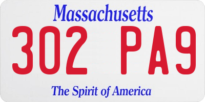 MA license plate 302PA9