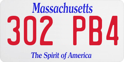 MA license plate 302PB4
