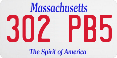 MA license plate 302PB5