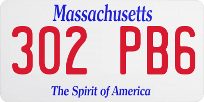 MA license plate 302PB6