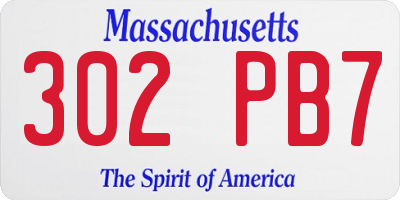 MA license plate 302PB7