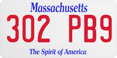 MA license plate 302PB9