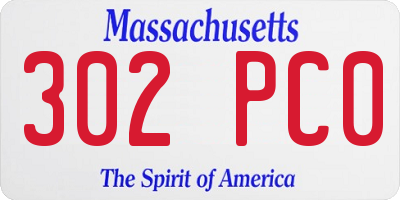 MA license plate 302PC0