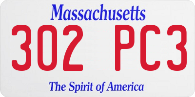 MA license plate 302PC3