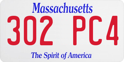 MA license plate 302PC4