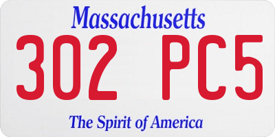 MA license plate 302PC5