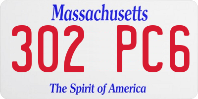 MA license plate 302PC6