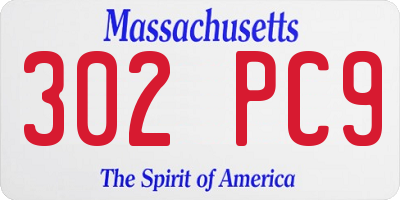 MA license plate 302PC9