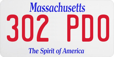 MA license plate 302PD0
