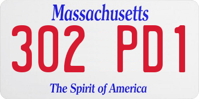 MA license plate 302PD1
